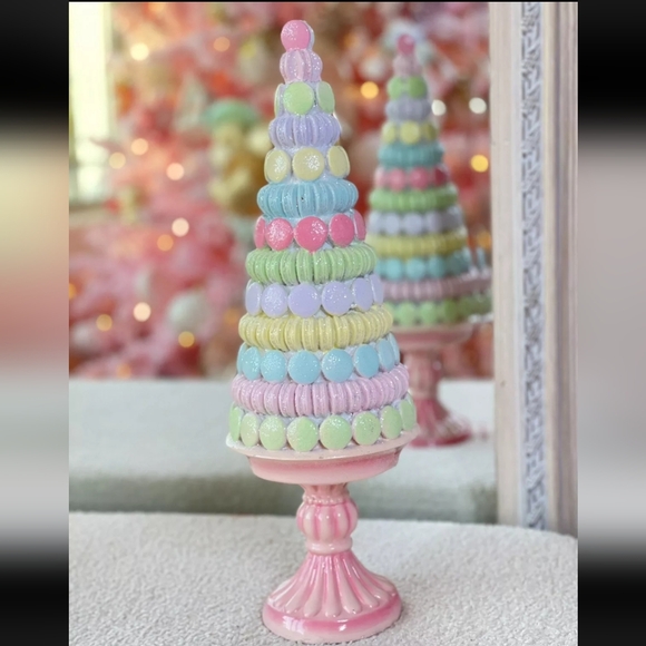 Christmas Candy Land Macaroon Pastel Glitter Sprinkle Sugar Dessert Tree - Picture 1 of 13